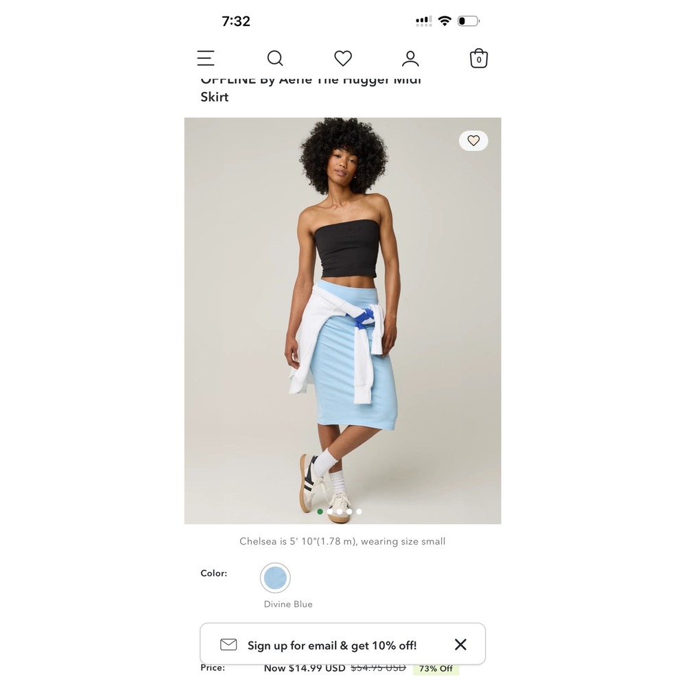 OFFLINE by Aerie The Hugger Midi Skirt Divine Blue Heathered High Waisted Medium